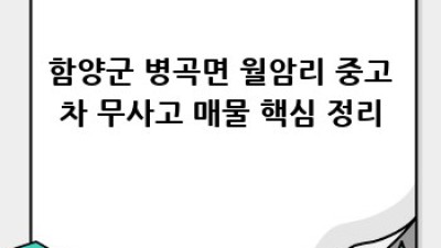 함양군 병곡면 월암리 중고차 무사고 매물 찾기: 꼼꼼하게 확인하고 안전하게 구매하세요!